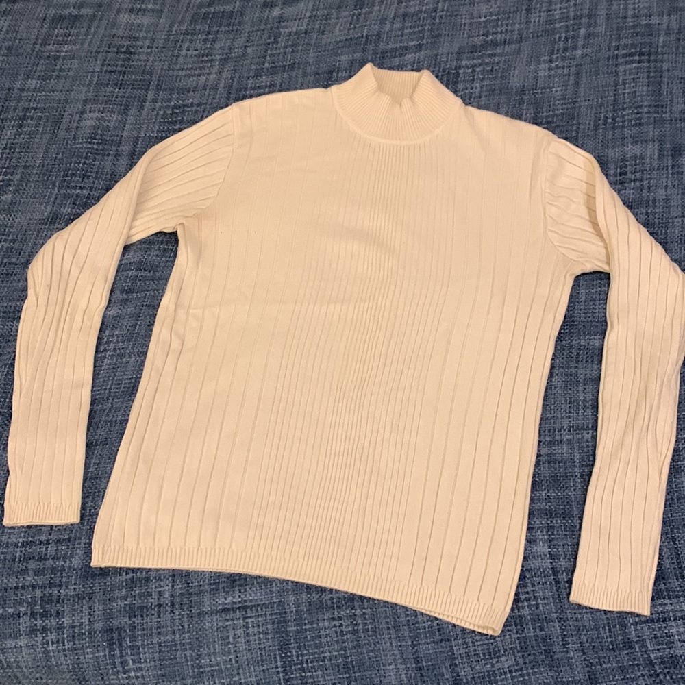 Vintage Claiborne Ribbed Mock Neck Sweater Jumper